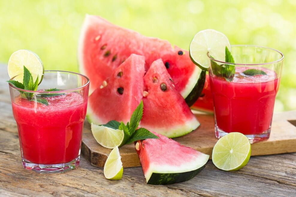 Watermelon and fresh slices in the watermelon diet menu